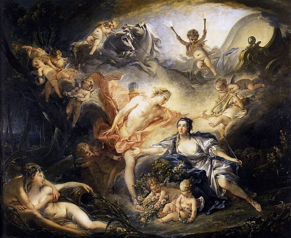 Apollo rivela la sua divinità davanti alla pastorella Isse, François Boucher, 1750