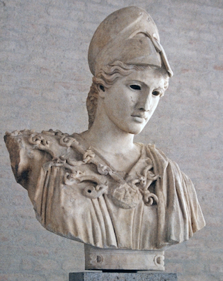 Busto di Atena del II secolo d.C., copia di una statua di Kresilas ad Atene (430-420 a.C.). Gliptoteca, Monaco di Baviera.