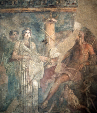 Le nozze tra Zeus ed Hera sul Monte Ida. Pompei, casa del Poeta Tragico (VI 8,3), atrio (3). Museo Archeologico di Napoli