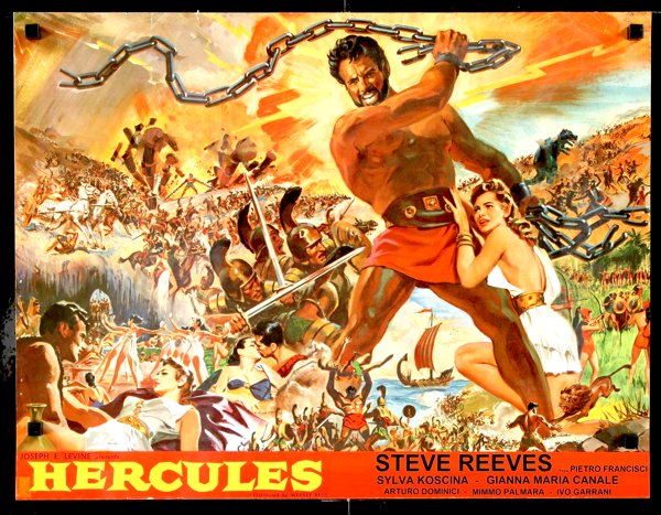 Poster del film Le fatiche di Ercole, 1958 regia di Pietro Francisci, con Steve Reeves