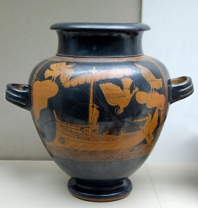 Ulisse e le sirene, stamnos attico a figure rosse, 480-470 a.C. circa.
