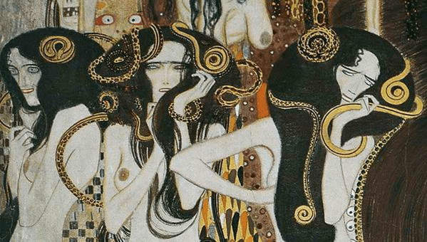 Gustav Klimt, Le tre Gorgoni, particolare dal Fregio di Beethoven, 	Palazzo della Secessione, Vienna