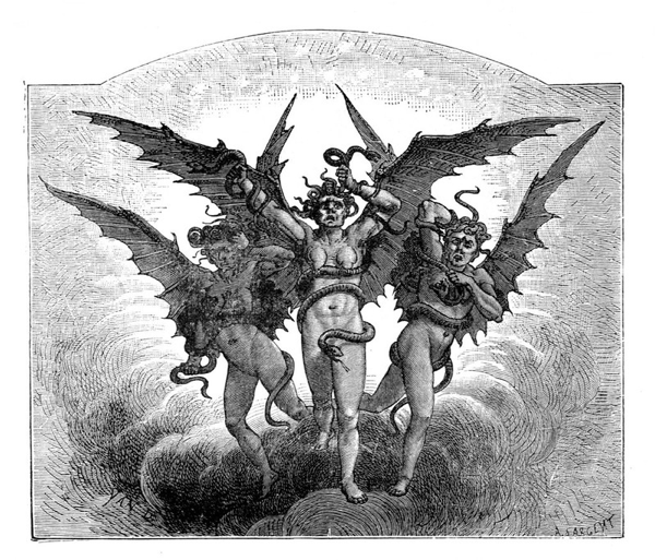 Le Erinni, Jean-Edouard Dargent - Illustrazioni dalla Divina Commedia di Dante, 1870