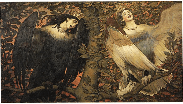 Sirin (a destra) e Alkonost (a sinistra) – Uccelli della gioia e del dolore.