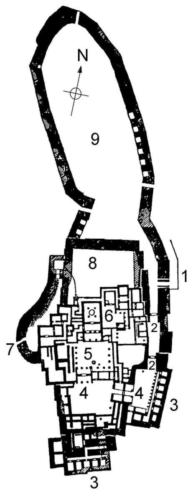 Pianta della cittadella di Tirinto. C. 1400-1200 a.C. 